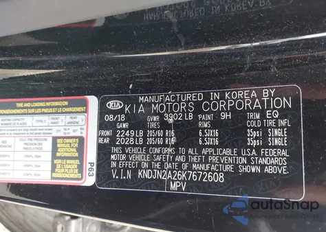 2019 Kia Soul z USA, uszkodzony, nr VIN KNDJN2A26K7672608